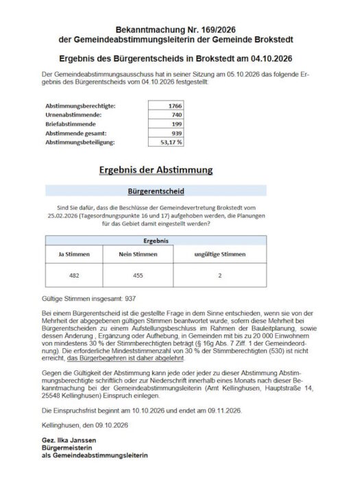 03 Bekanntmachung Ergebnisfeststellung GAA Brokstedt